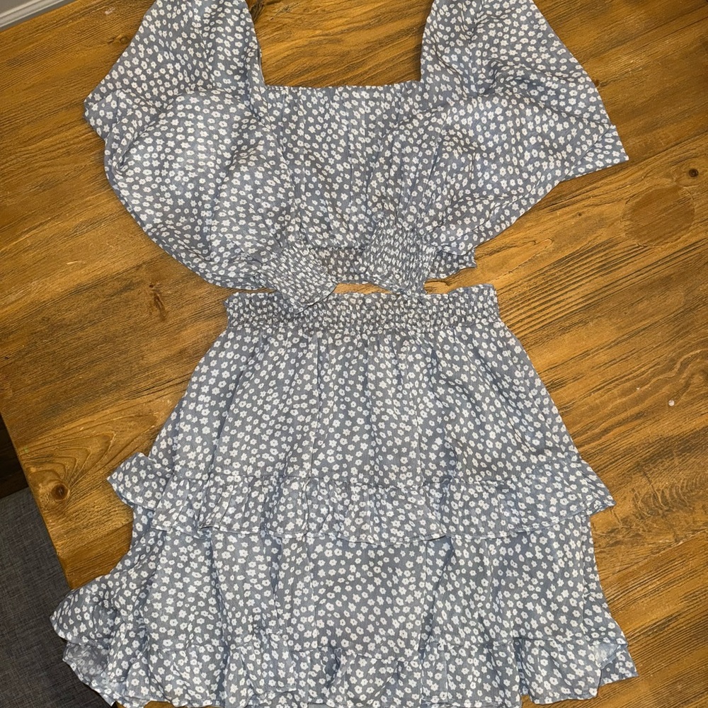 Floral two piece skirt set